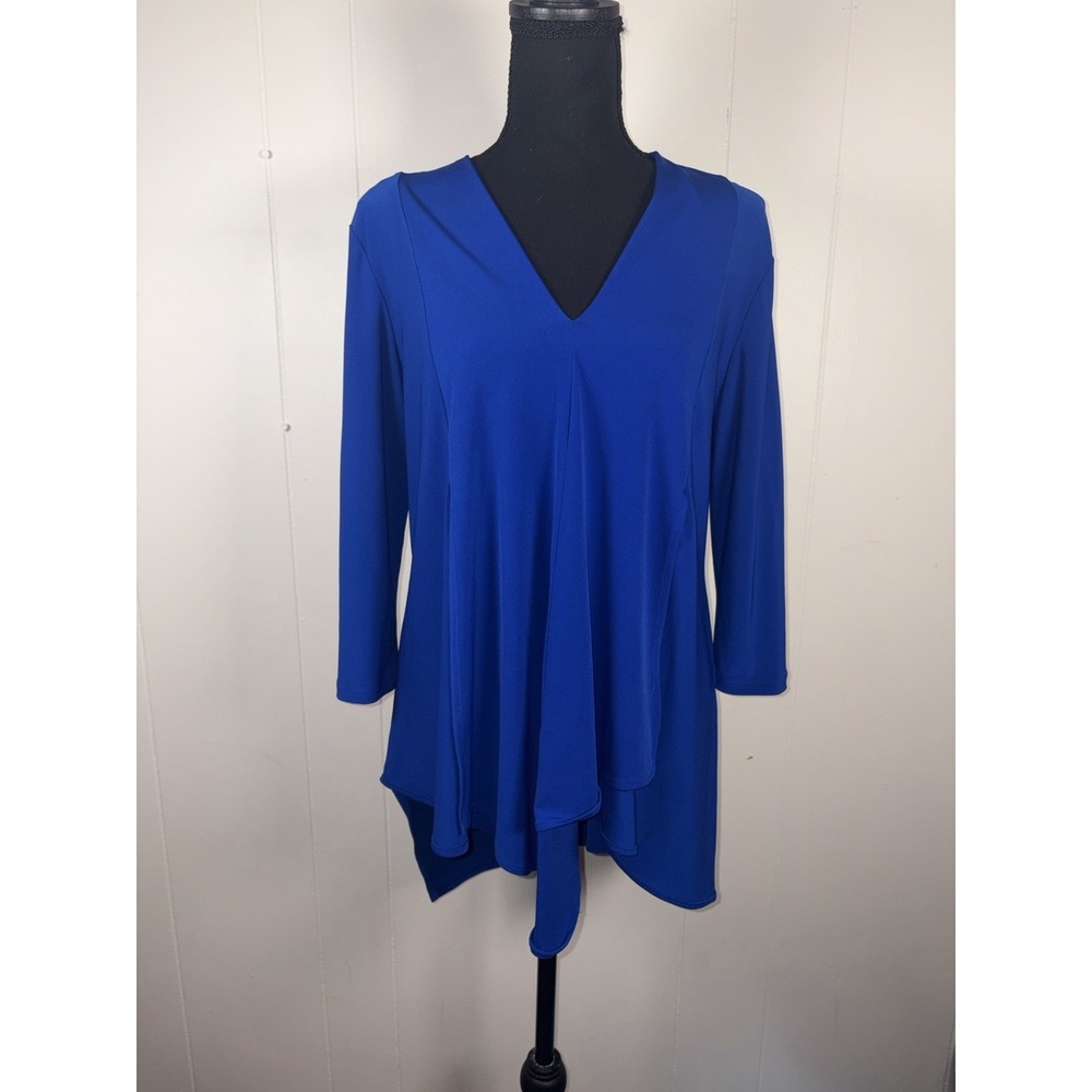 Joseph Ribkoff 161066 Royal Sapphire Blue Asymmetric Layered Tunic 3/4 Sleeve 6